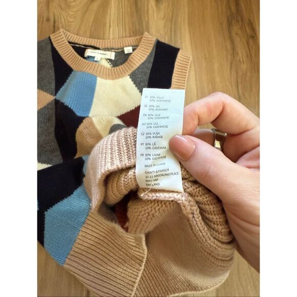 Chinti And Parker Geometric Cashmere Tank Sweater Knit Vest Size M - Picture 9 of 9